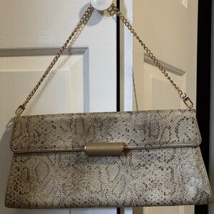 BCBG Snake Print Clutch with Gold Chain